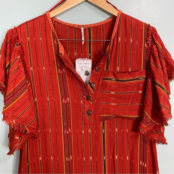Free People Better Days Red Combo Striped Maxi Sz Small Boho - Picture 4 of 6